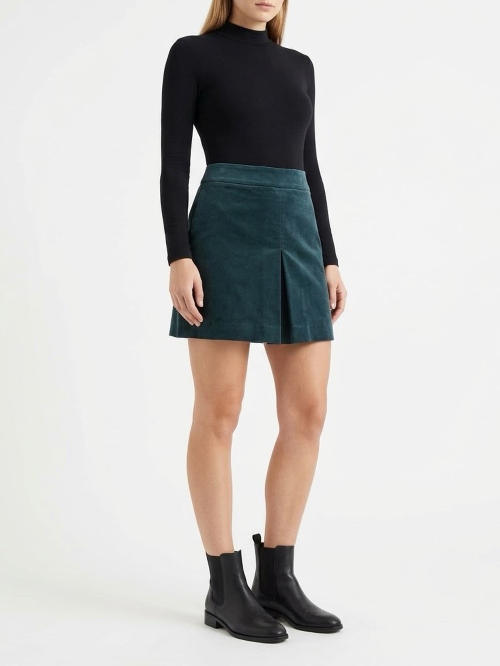 J.Crew Re-Imagined Emerald Green Cotton Stretch Velvet Mini Skirt Size 0 Zip